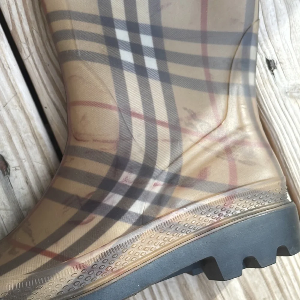 BURBERRY Rain Boots Tall Classic Check Haymarket Size EUR 36